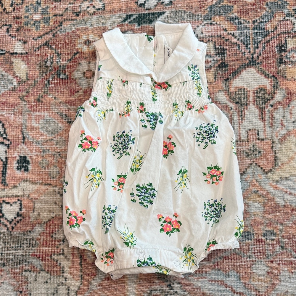 Janie and Jack White Floral Bubble